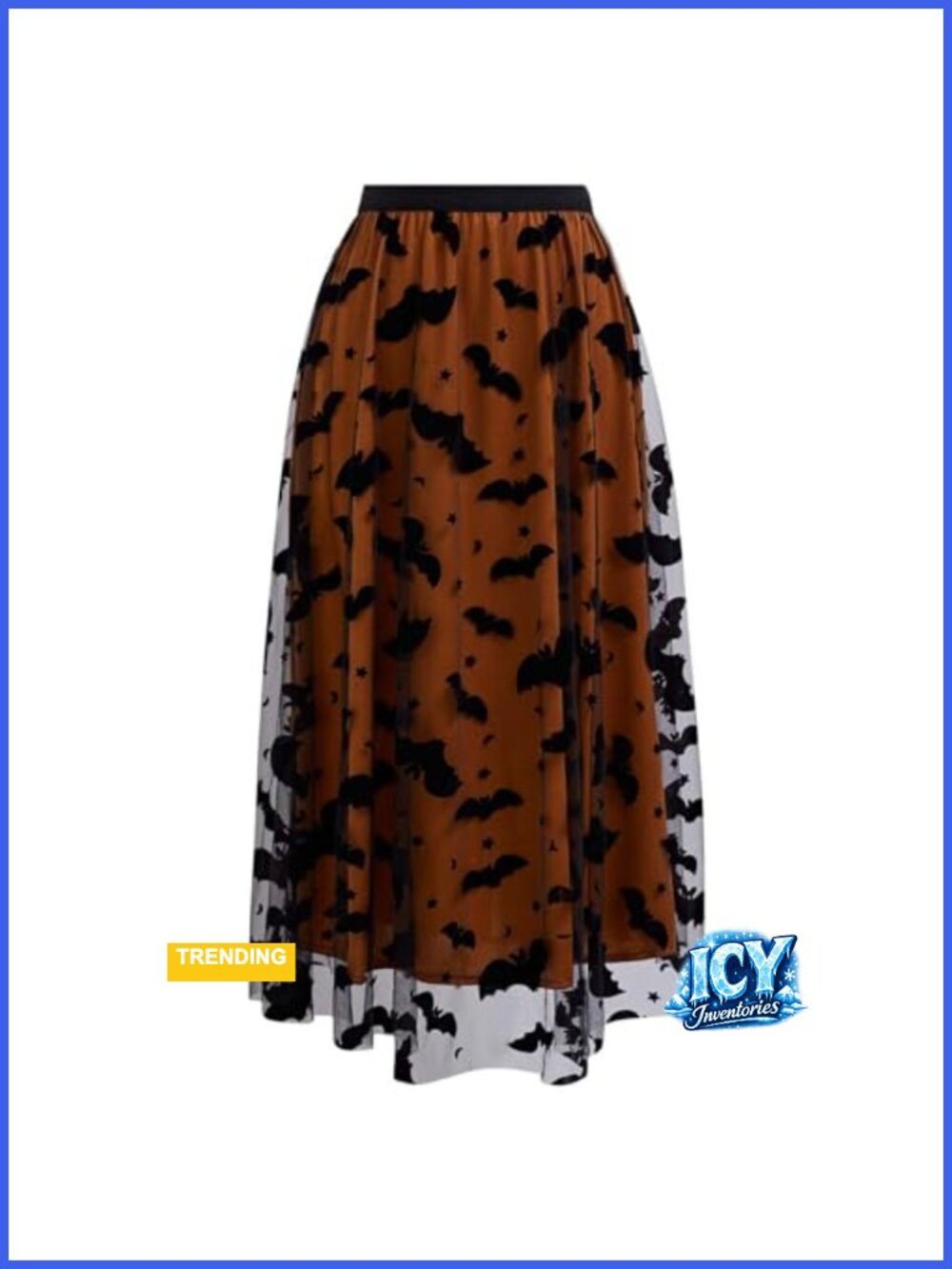 Velvet Bats Tulle Tutu Skirt Halloween Party Midi Elastic Waist Layered Mesh